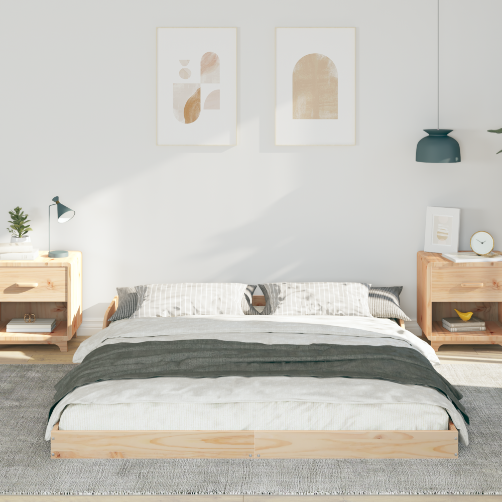 Produktbild för Sängram Brun 140 x 210 cm Massiv furu