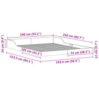Produktbild för Sängram Brun 140 x 210 cm Massiv furu