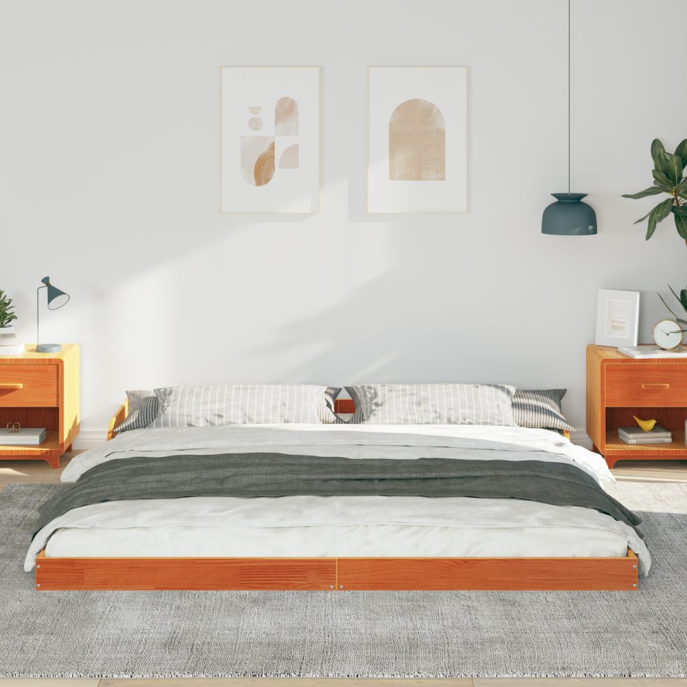 Produktbild för Sängram Vaxbrun 180 x 220 cm Massiv furu