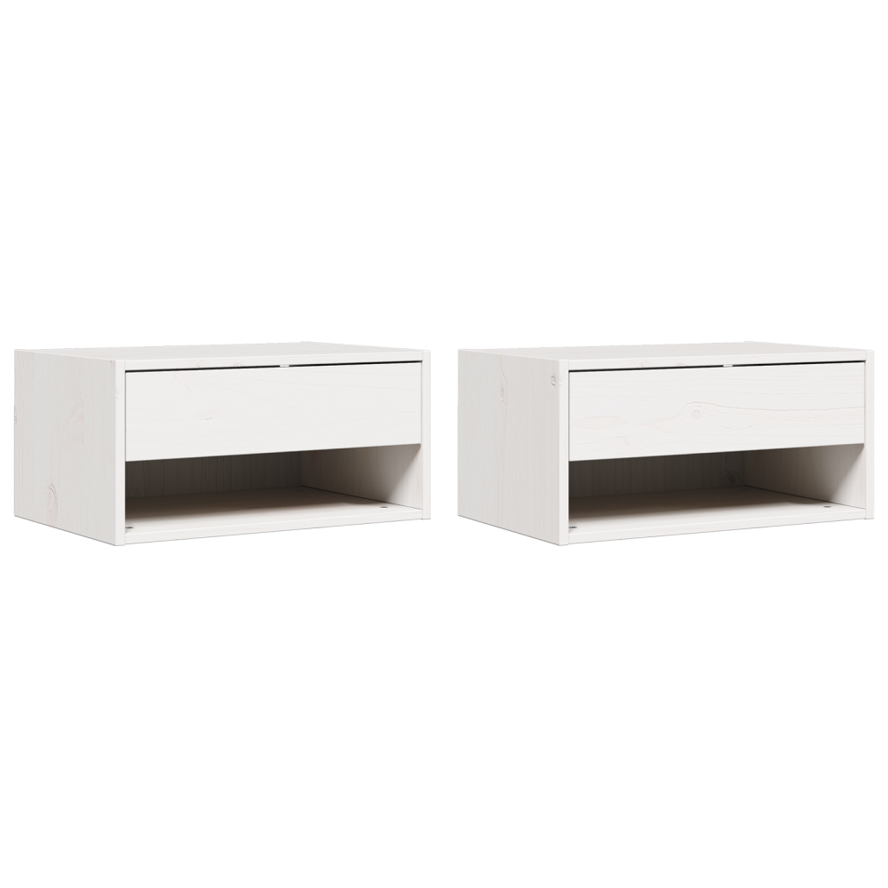 Produktbild för Sängbord med låda 2 pcs Vit 50 x 32,5 x 24 cm Massiv furu