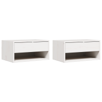 Produktbild för Sängbord med låda 2 pcs Vit 50 x 32,5 x 24 cm Massiv furu