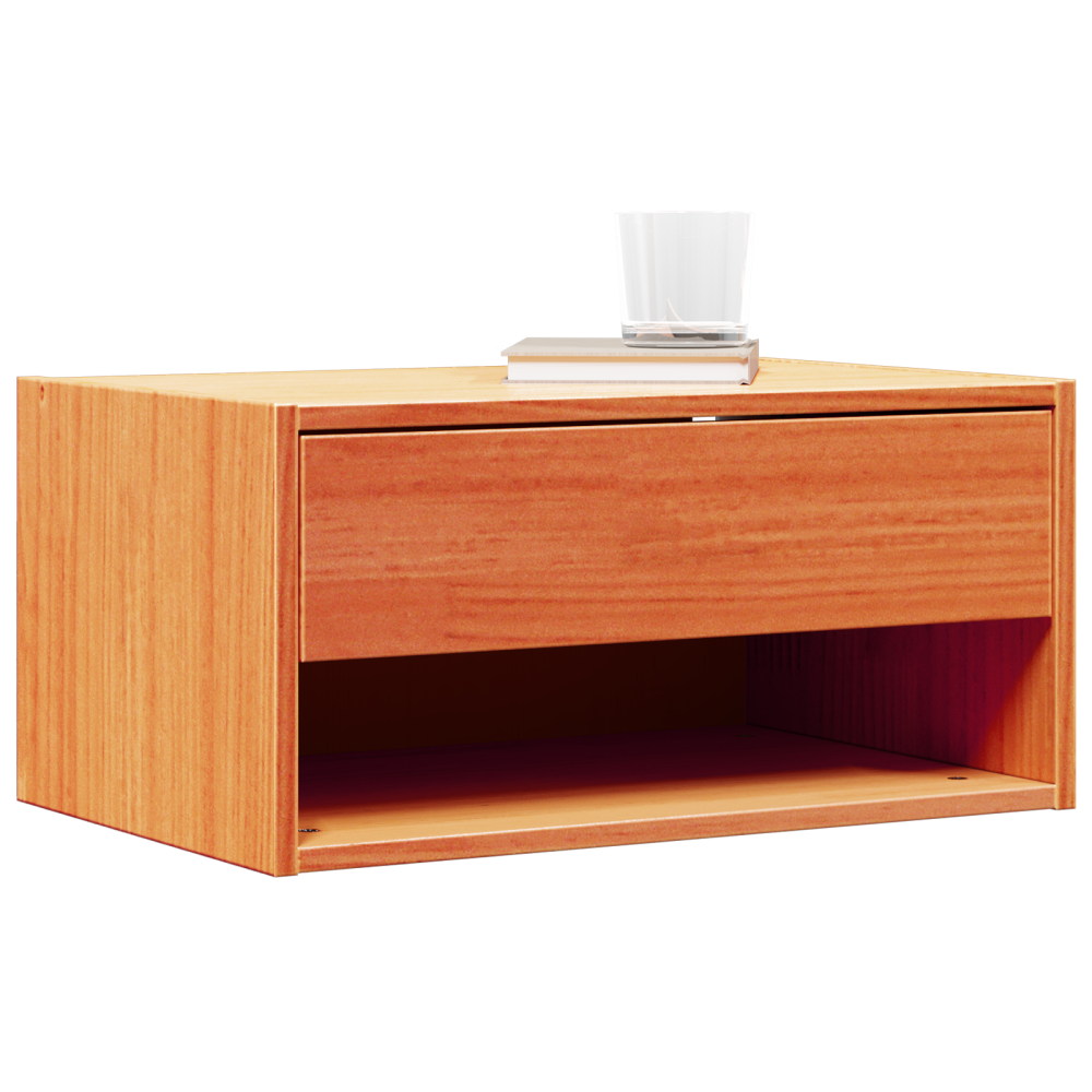 Produktbild för Sängbord med låda Vaxbrun 50 x 32,5 x 24 cm Massiv furu