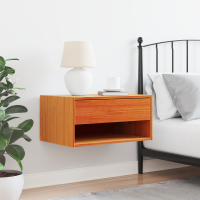 Produktbild för Sängbord med låda Vaxbrun 50 x 32,5 x 24 cm Massiv furu
