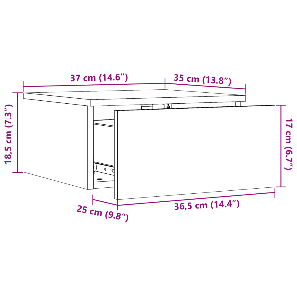 Produktbild för Sängbord med låda Vit 37 x 35 x 18,5 cm Massiv furu