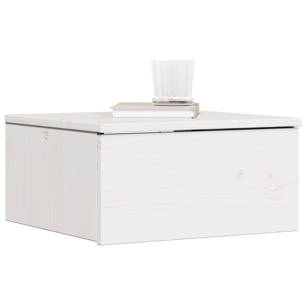 Produktbild för Sängbord med låda Vit 37 x 35 x 18,5 cm Massiv furu