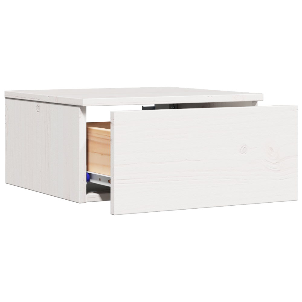 Produktbild för Sängbord med låda Vit 37 x 35 x 18,5 cm Massiv furu