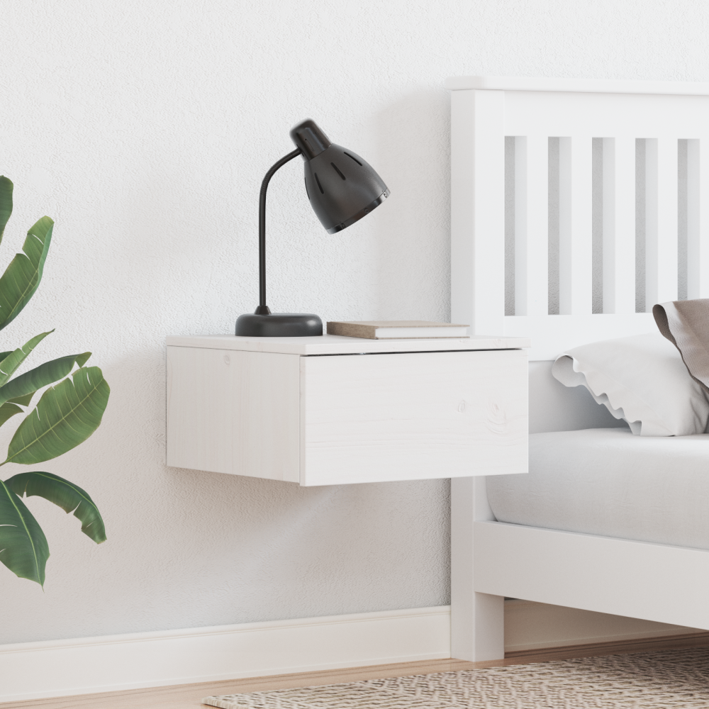 Produktbild för Sängbord med låda 2 pcs Vit 37 x 35 x 18,5 cm Massiv furu