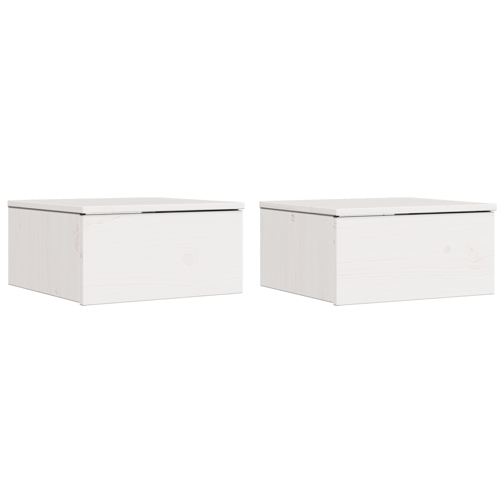 Produktbild för Sängbord med låda 2 pcs Vit 37 x 35 x 18,5 cm Massiv furu