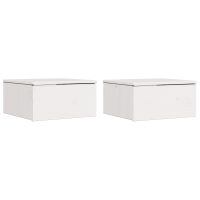 Produktbild för Sängbord med låda 2 pcs Vit 37 x 35 x 18,5 cm Massiv furu