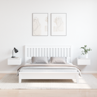 Produktbild för Sängbord med låda 2 pcs Vit 37 x 35 x 18,5 cm Massiv furu