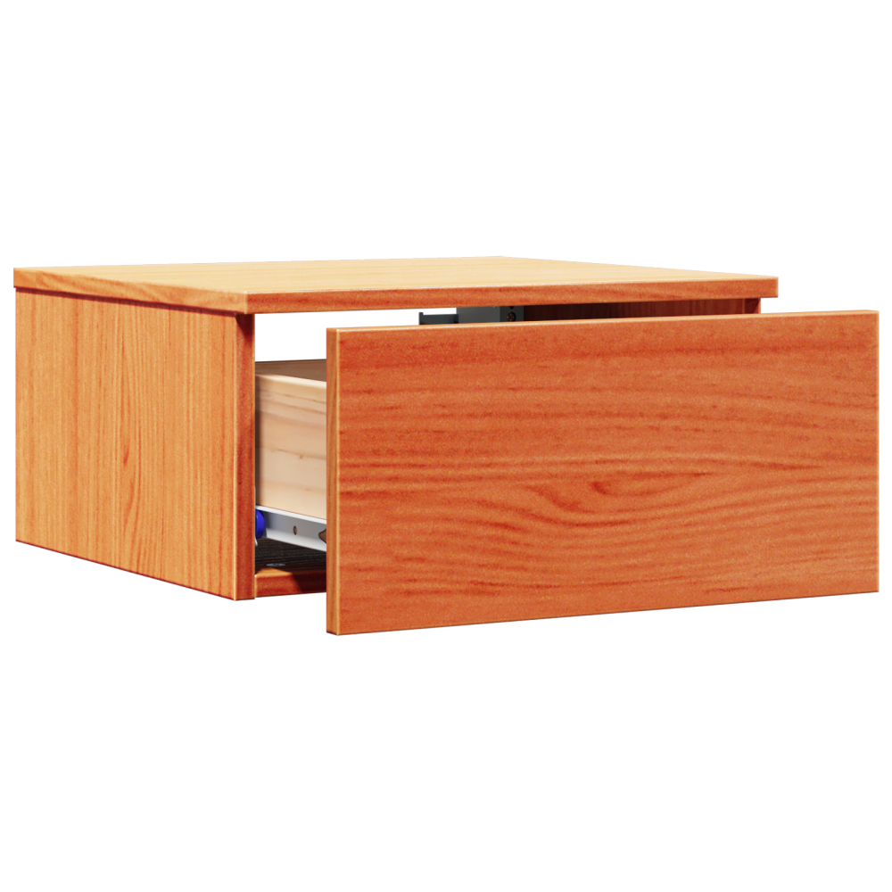 Produktbild för Sängbord med låda Vaxbrun 37 x 35 x 18,5 cm Massiv furu