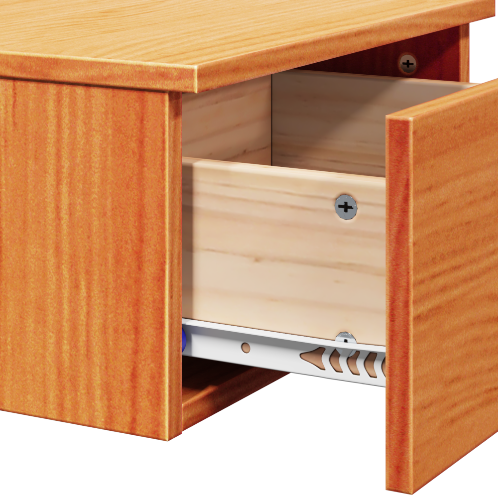 Produktbild för Sängbord med låda Vaxbrun 37 x 35 x 18,5 cm Massiv furu