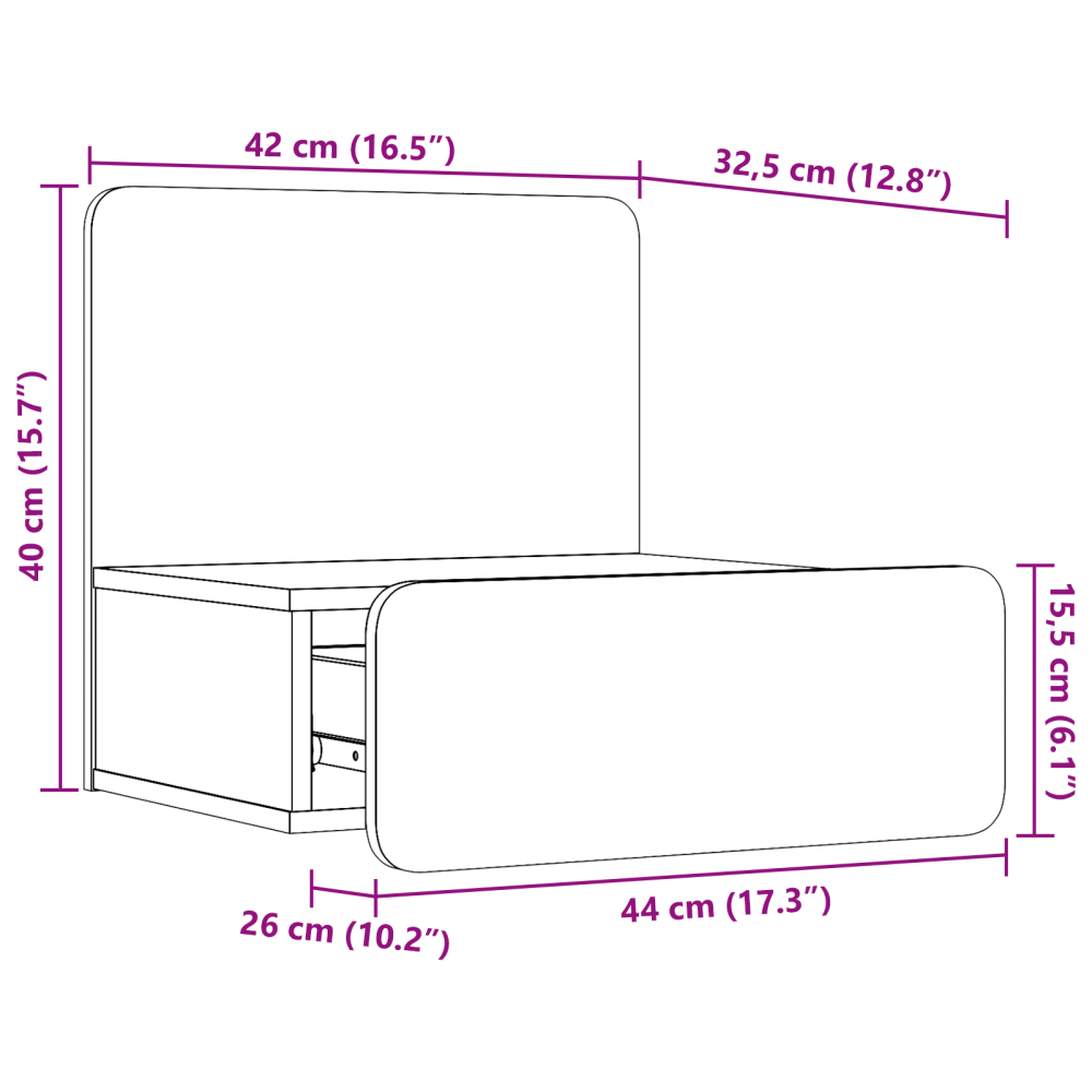 Produktbild för Sängbord med låda Vit 44 x 32,5 x 40 cm Massiv furu