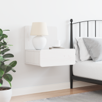 Produktbild för Sängbord med låda Vit 44 x 32,5 x 40 cm Massiv furu