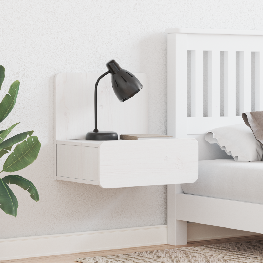 Produktbild för Sängbord med låda 2 pcs Vit 44 x 32,5 x 40 cm Massiv furu