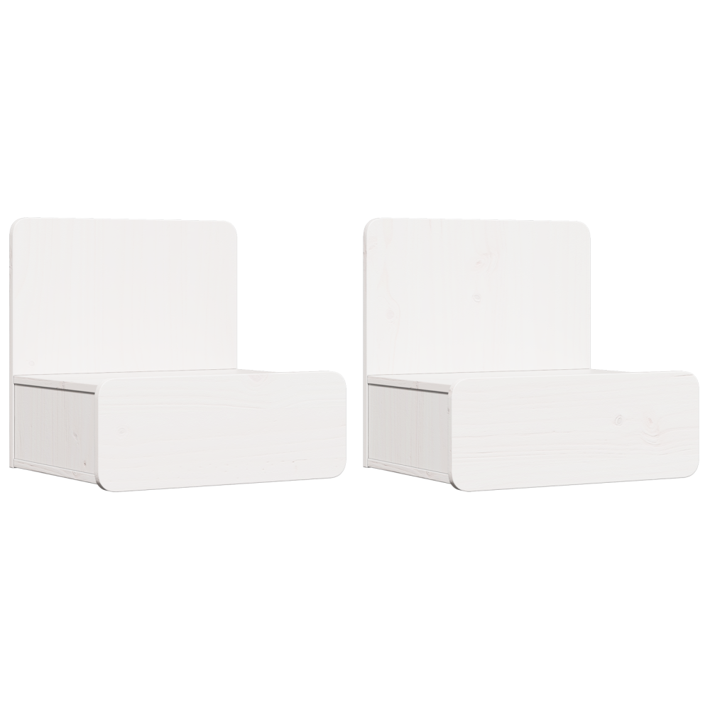 Produktbild för Sängbord med låda 2 pcs Vit 44 x 32,5 x 40 cm Massiv furu