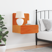 Produktbild för Sängbord med låda Vaxbrun 44 x 32,5 x 40 cm Massiv furu
