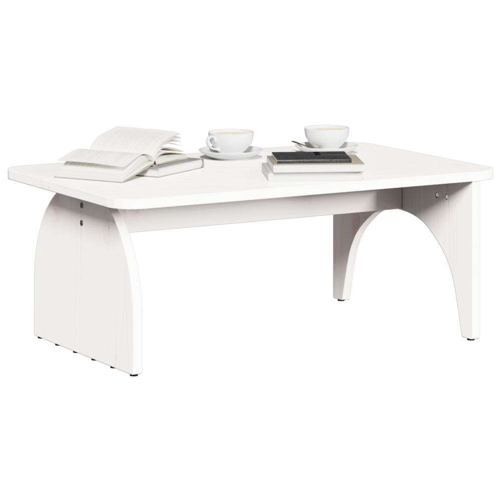 Produktbild för Kaffeebord Vit 80 x 50 x 31 cm Massiv furu