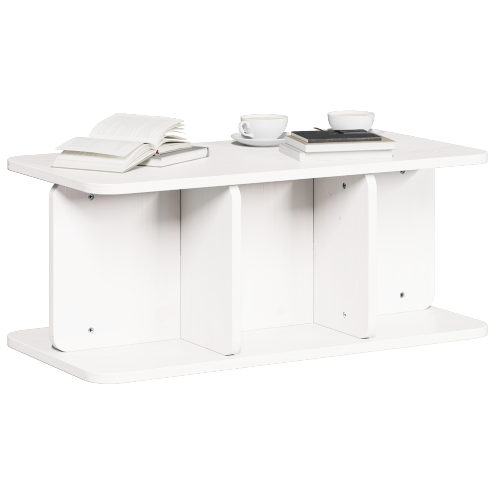 Produktbild för Kaffeebord Vit 80 x 39,5 x 33,5 cm Massiv furu
