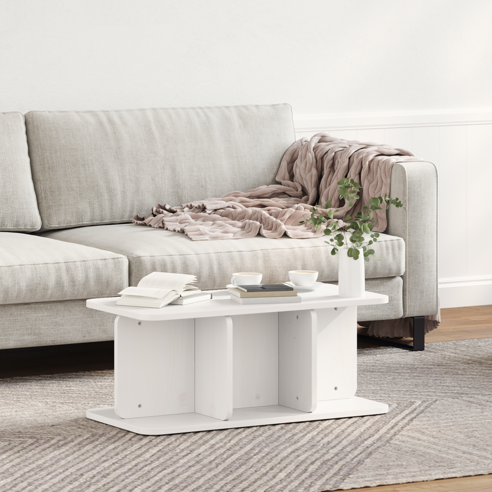 Produktbild för Kaffeebord Vit 80 x 39,5 x 33,5 cm Massiv furu