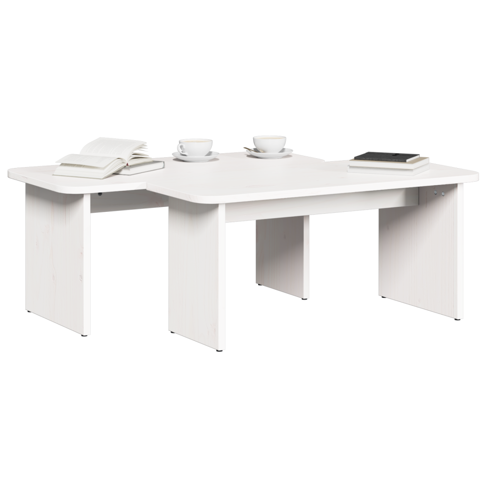 Produktbild för Kaffeebord 2 pcs Vit Massiv furu
