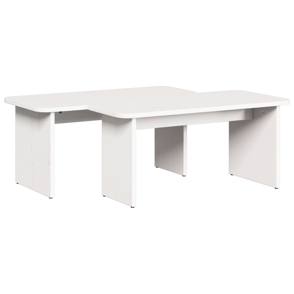 Produktbild för Kaffeebord 2 pcs Vit Massiv furu