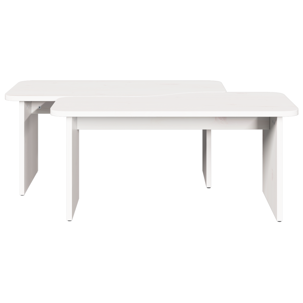 Produktbild för Kaffeebord 2 pcs Vit Massiv furu