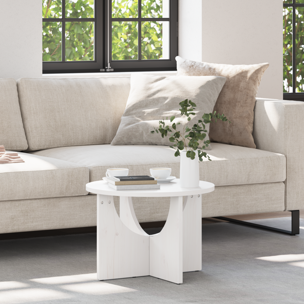 Produktbild för Kaffeebord Vit 50 x 50 x 35 cm Massiv furu