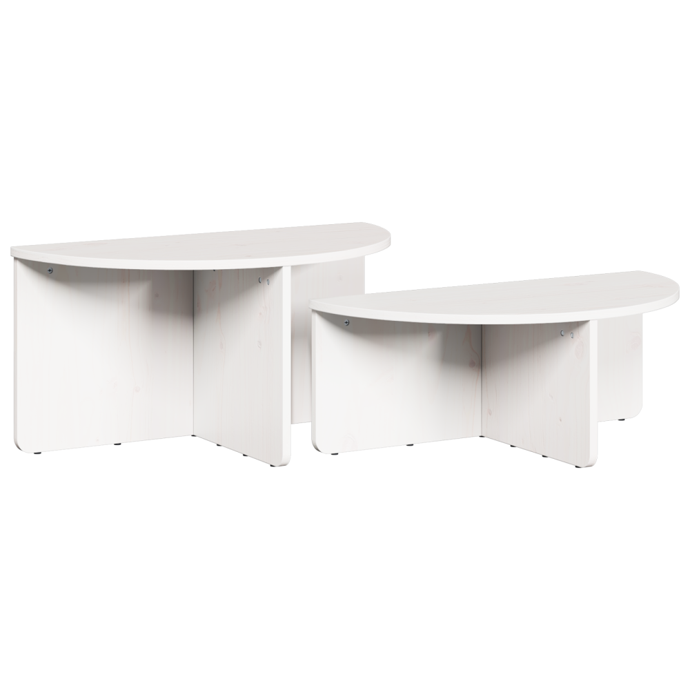 Produktbild för Kaffeebord 2 pcs Vit Massiv furu