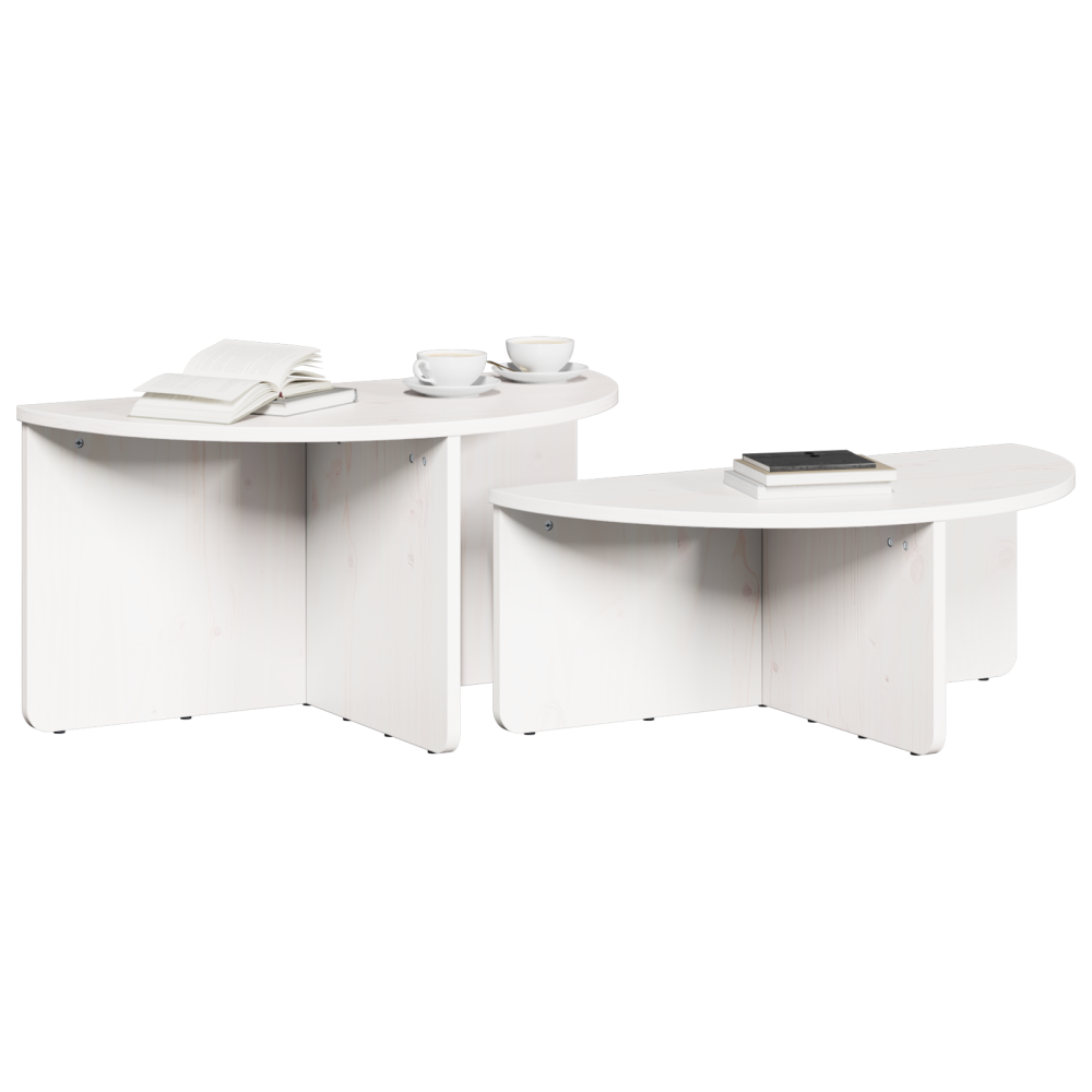 Produktbild för Kaffeebord 2 pcs Vit Massiv furu