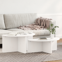 Produktbild för Kaffeebord 2 pcs Vit Massiv furu