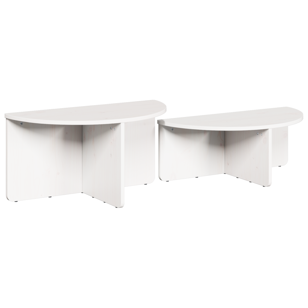 Produktbild för Kaffeebord 2 pcs Vit Massiv furu