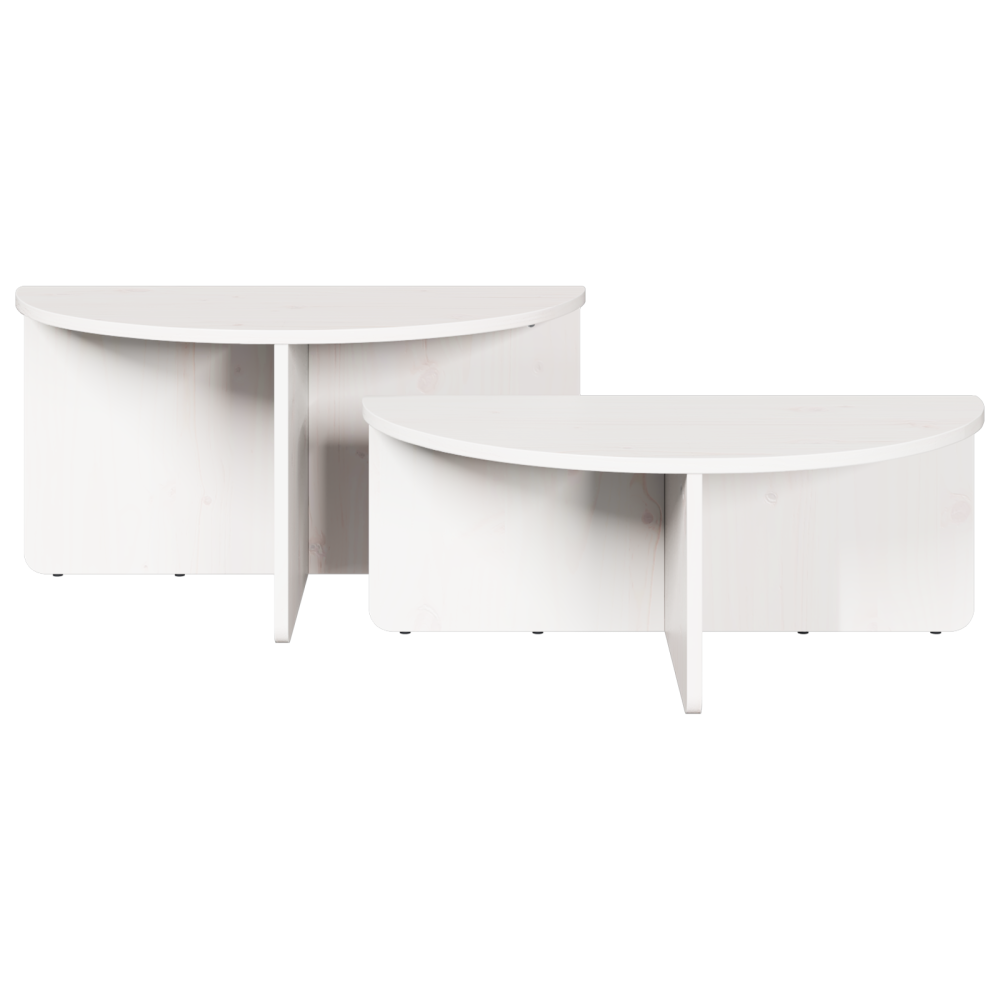 Produktbild för Kaffeebord 2 pcs Vit Massiv furu