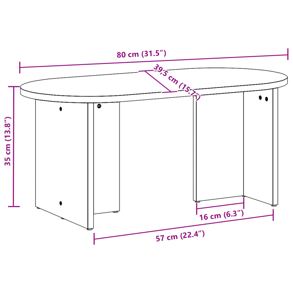 Produktbild för Kaffeebord Vaxbrun 80 x 39,5 x 35 cm Massivt tallträ