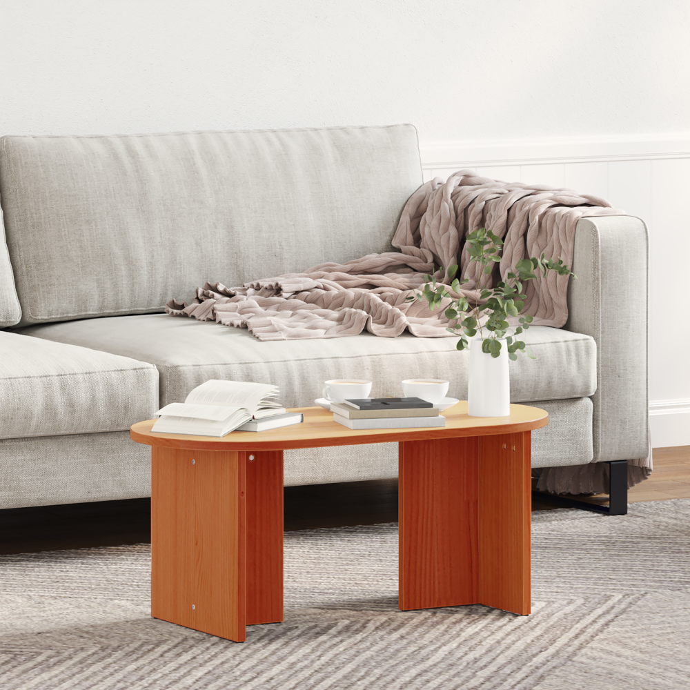 Produktbild för Kaffeebord Vaxbrun 80 x 39,5 x 35 cm Massivt tallträ
