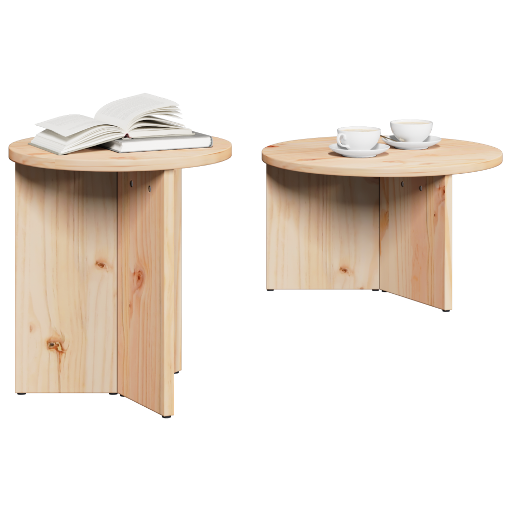Produktbild för Kaffeebord 2 pcs Naturfärg Massivt tallträ
