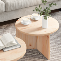 Produktbild för Kaffeebord 2 pcs Naturfärg Massivt tallträ