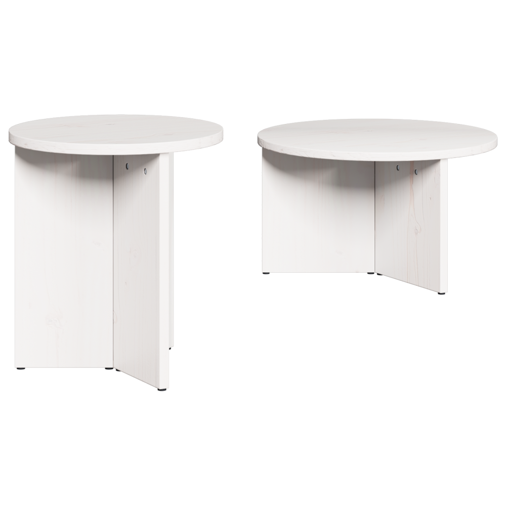 Produktbild för Kaffeebord 2 pcs Vit Massivt tallträ
