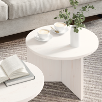 Produktbild för Kaffeebord 2 pcs Vit Massivt tallträ