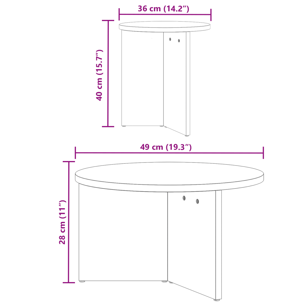 Produktbild för Kaffeebord 2 pcs Vit Massivt tallträ
