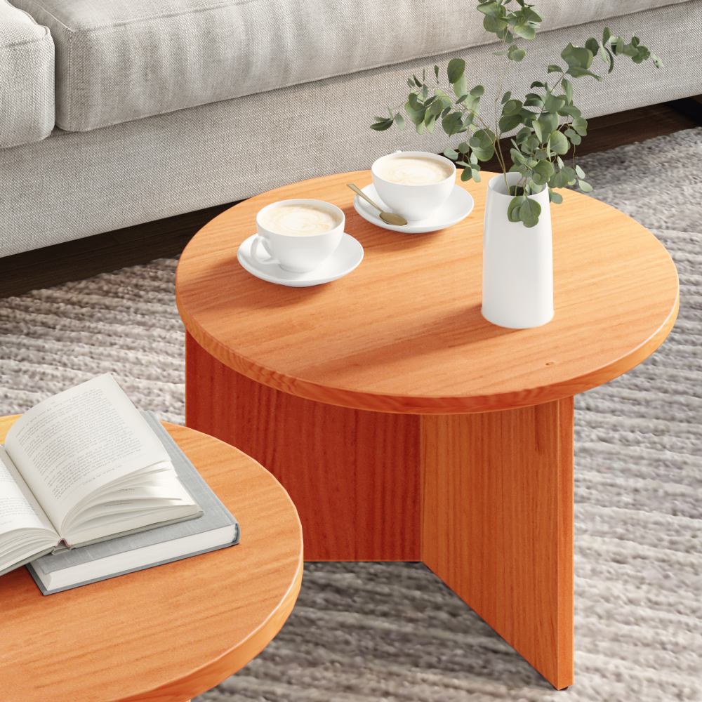 Produktbild för Kaffeebord 2 pcs Vaxbrun Massivt tallträ