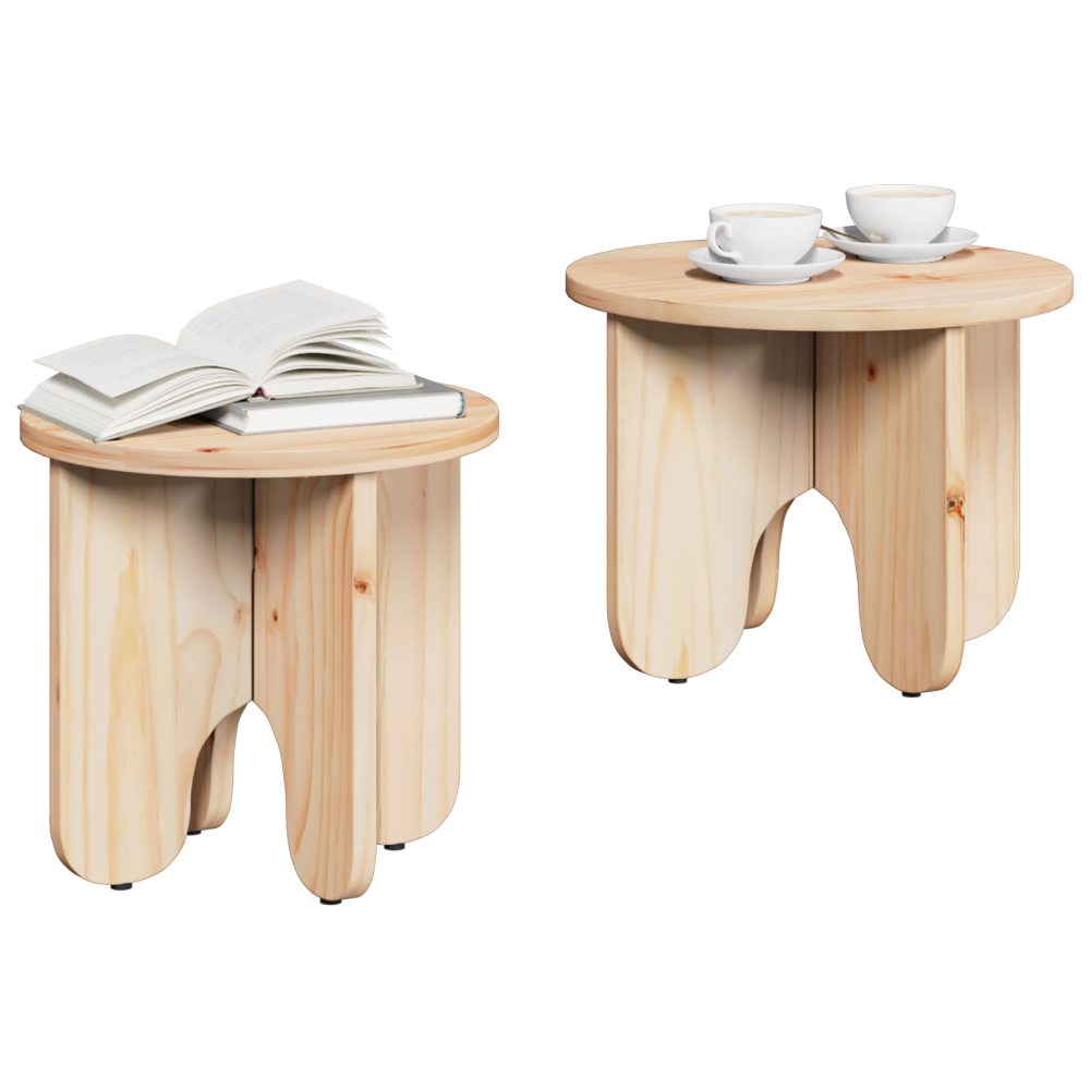 Produktbild för Kaffeebord 2 pcs Naturfärg Massivt tallträ