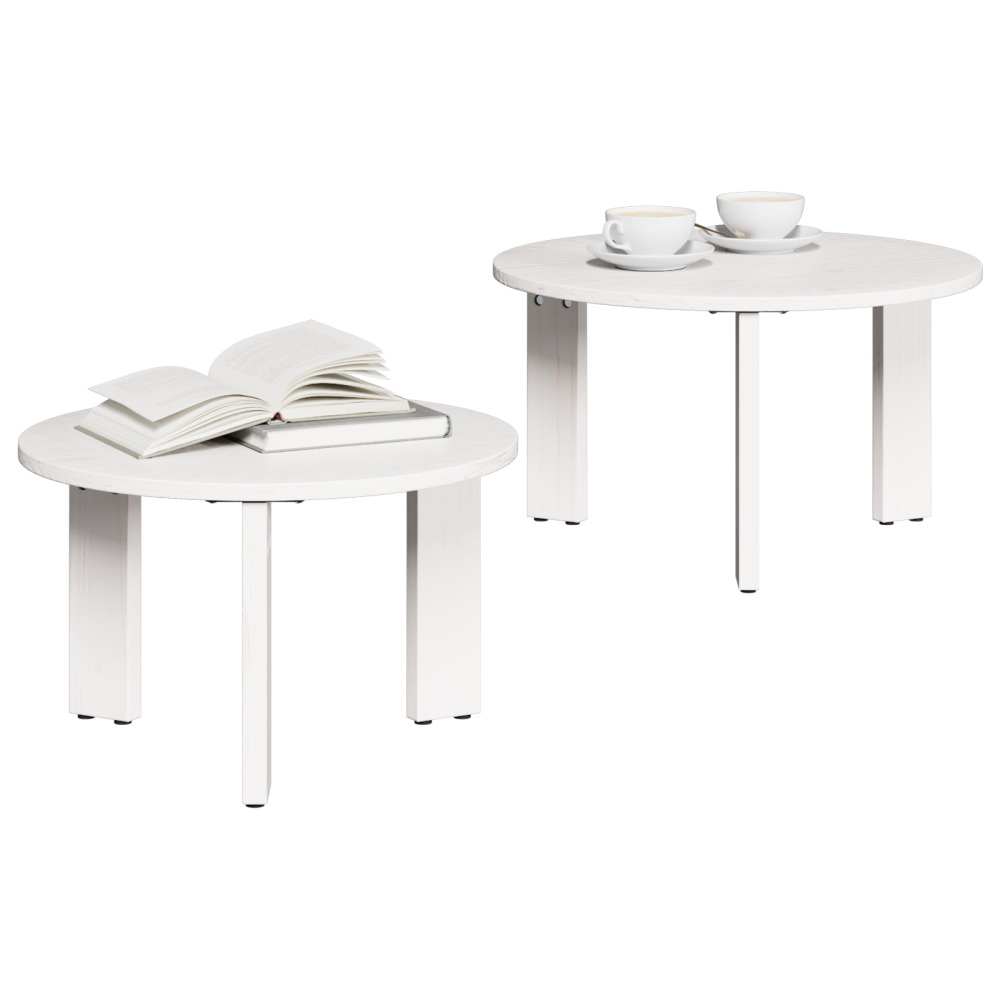 Produktbild för Kaffeebord 2 pcs Vit Massivt tallträ