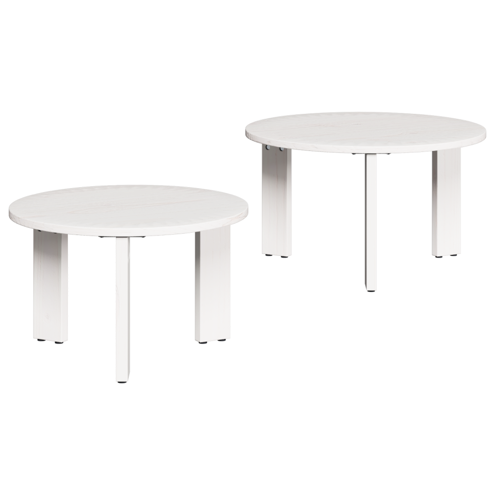 Produktbild för Kaffeebord 2 pcs Vit Massivt tallträ
