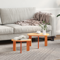 Produktbild för Kaffeebord 2 pcs Vaxbrun Massivt tallträ