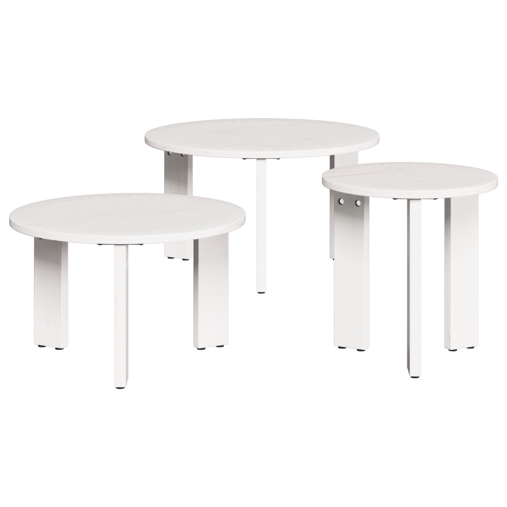 Produktbild för Kaffeebord 3 pcs Vit Massiv furu