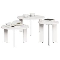 Produktbild för Kaffeebord 3 pcs Vit Massiv furu