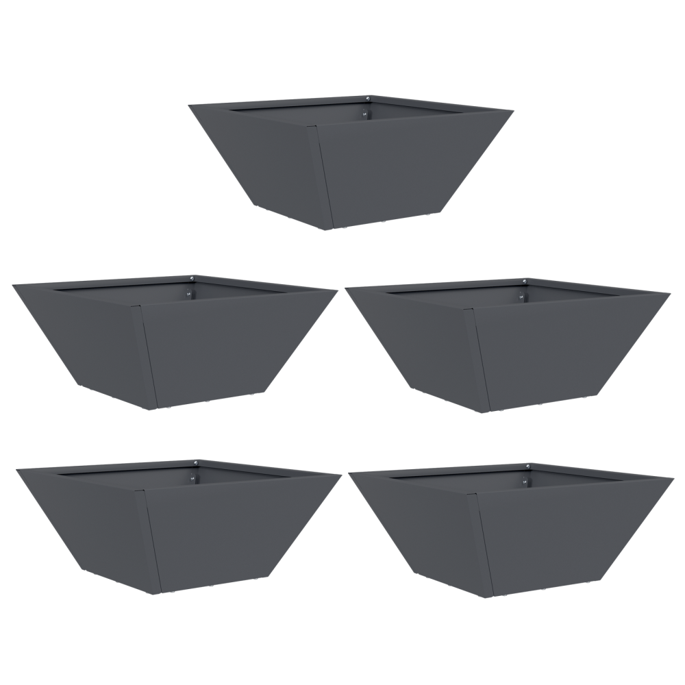 Produktbild för Trädgårdsplanterare 5 pcs Antracit 35 x 35 x 15 cm