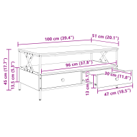 Produktbild för Kaffeebord Svart ek 100 x 51 x 45 cm Konstruerat trä