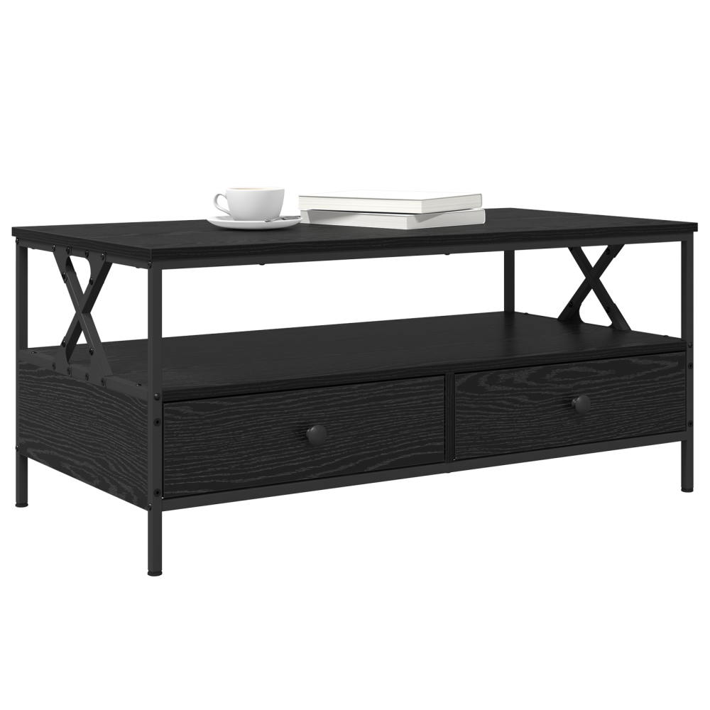 Produktbild för Kaffeebord Svart ek 100 x 51 x 45 cm Konstruerat trä